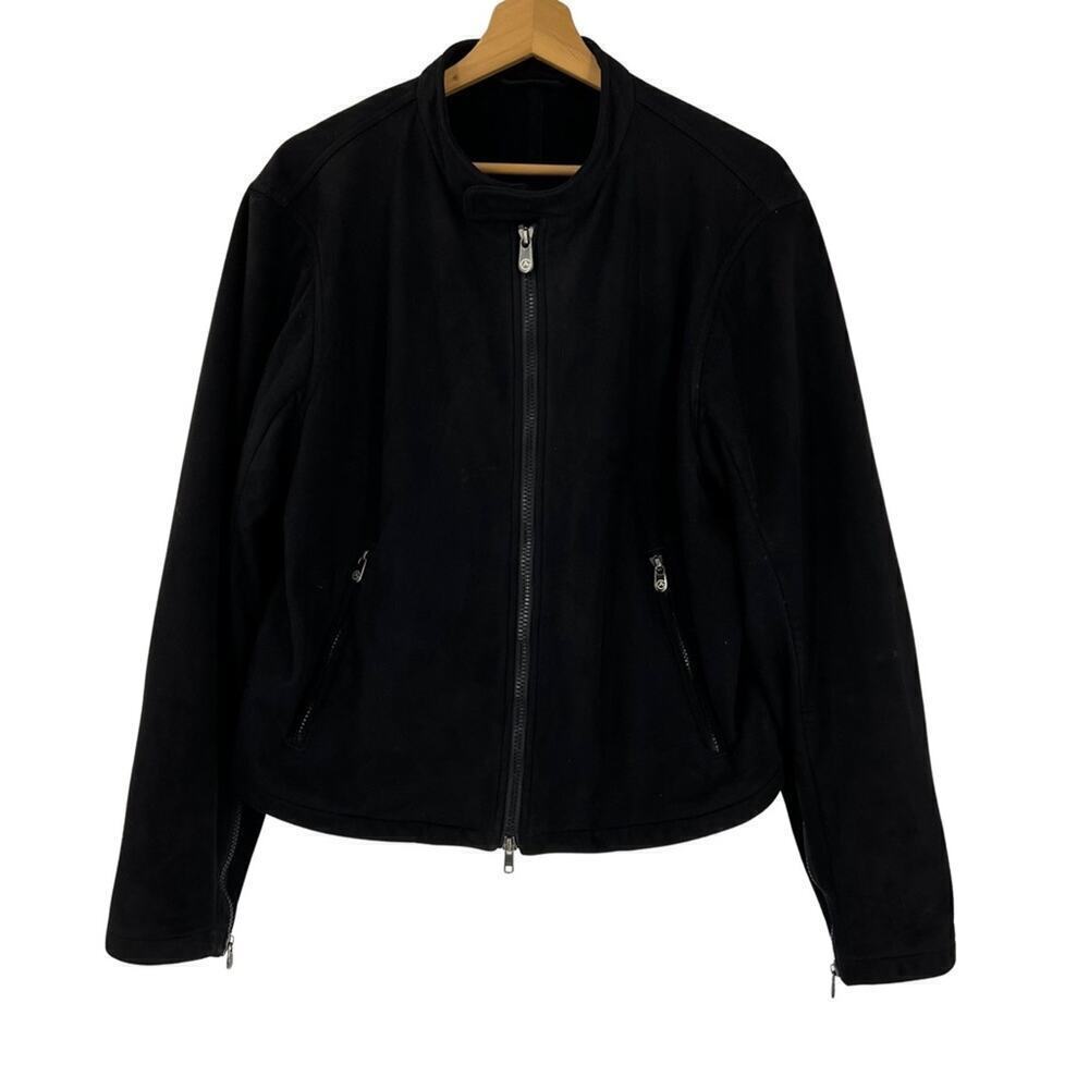 Armani Collezioni Moto Style Full Zip Jacket Sz 40 Black